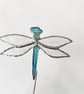 Iridescent Stained Glass Dragonfly plant stake - Image 2