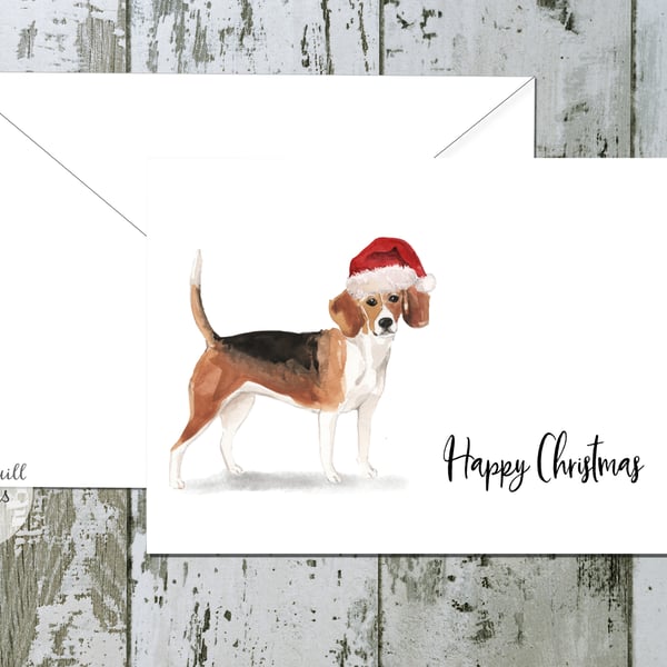 Beagle Folded Christmas Cards - pack of 10 - personalised