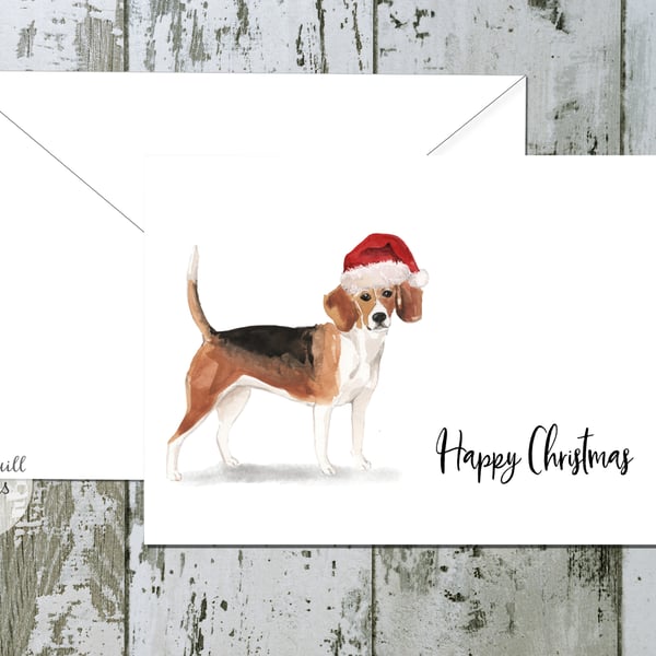 Beagle Folded Christmas Cards - pack of 6 - personalised