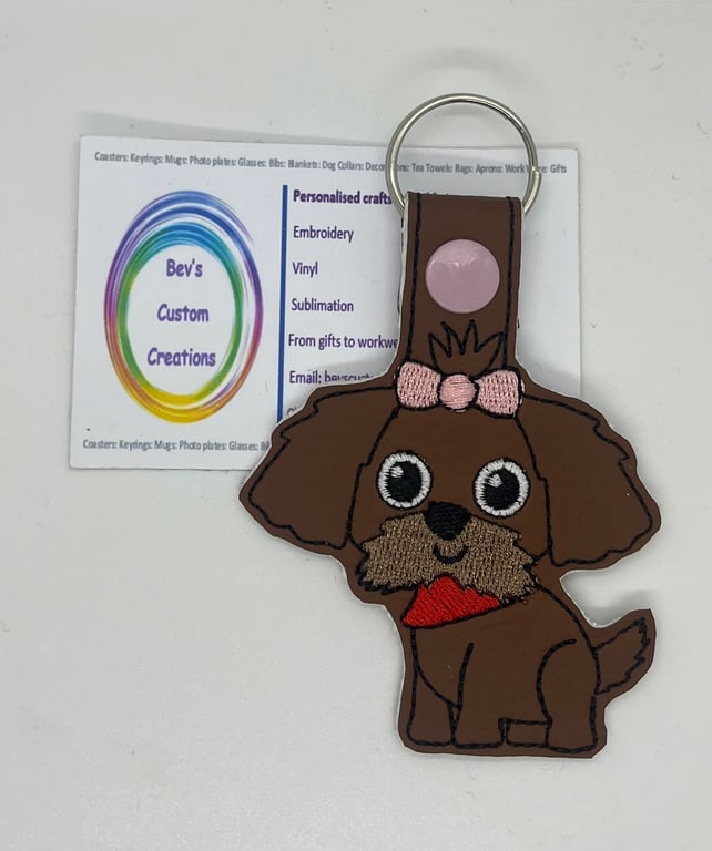 Embroidered Shih tzu Keyring