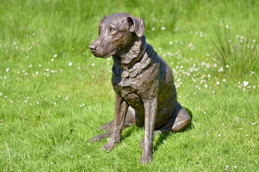 Sitting Labrador 2 Dog Statue Large Bronze Resin Garden Sculpture