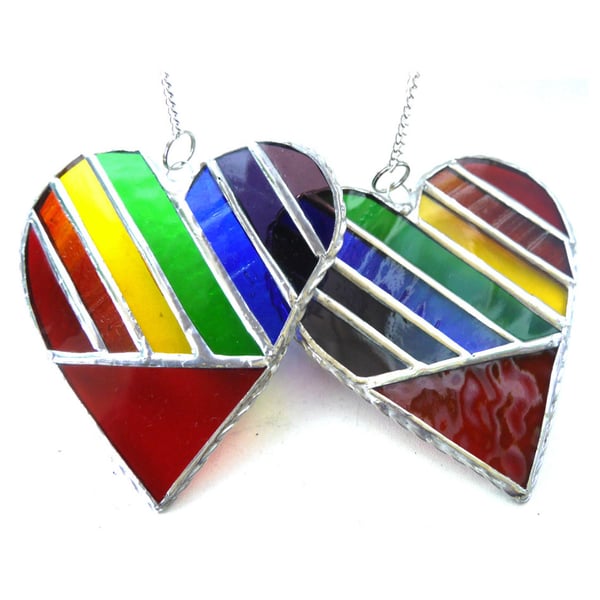 Love Heart  Rainbow Stained Glass Suncatcher Diagonal 021 022