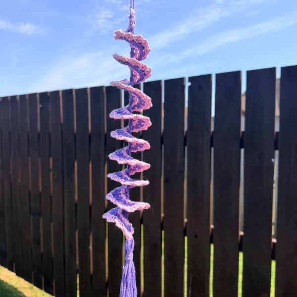 Handmade Crochet Spiral Wind Spinner - Hanging Garden Decoration 