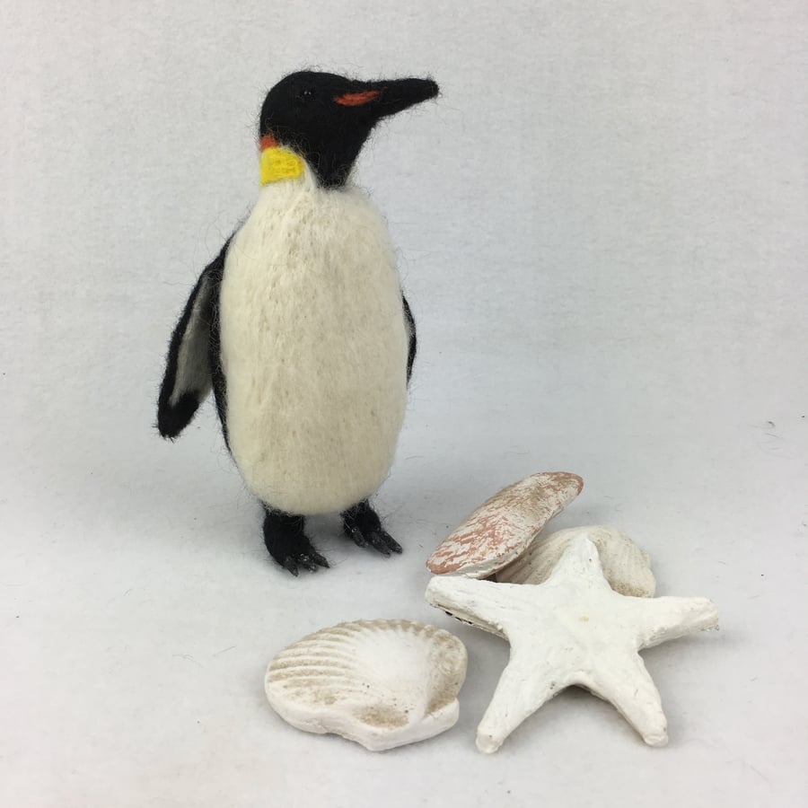  Needle felted model emperor penguin, woollen sculpture