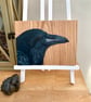Raven acrylic painting on oak 