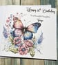 Beautiful Butterfly Birthday Card Handmade and Personalised Card for Her