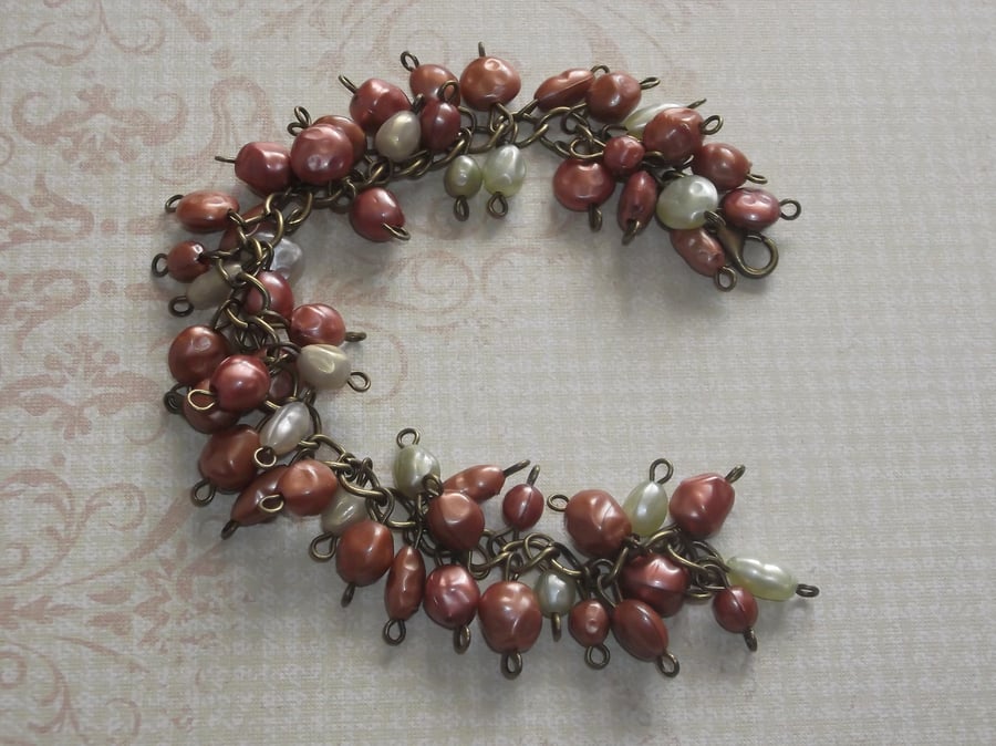 Pearly Bronze Charm Bracelet