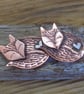 Copper and silver sleeping fox 3d mixed metal brooch  - Image 7
