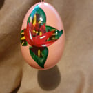 Ceramic egg shaped bauble with canal art style roses