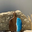 Premium Walnut Cutting Board with Blue Ocean Epoxy  30-20 cm