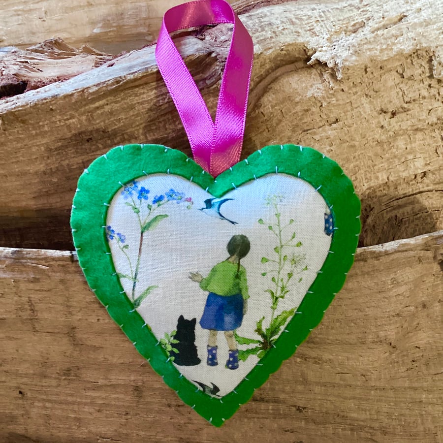 Fabric Heart Black Cat