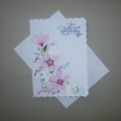 hand painted floral sympathy greetings card ( ref FA 35 F1 )