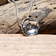 Hammered silver flower pendant - Folksy