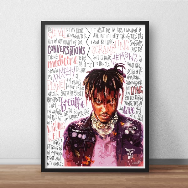 Juice Wrld INSPIRED Poster, Print, Legends Never Die Lyrics