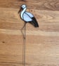 Handcrafted Stained Glass White Stork Plant Stake Unique Gift - Image 3