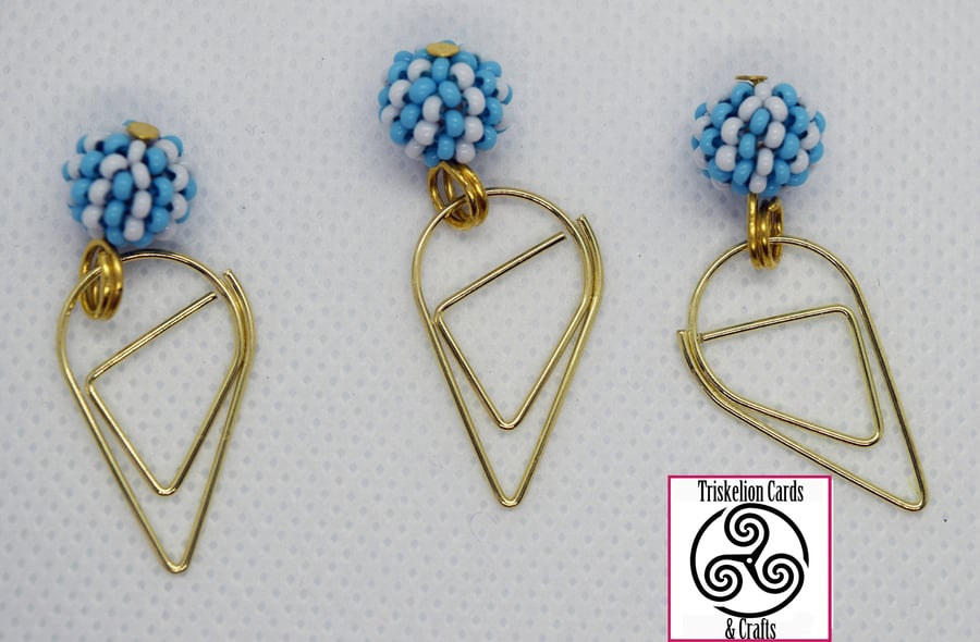 Striped Beaded Bead Teardrop Journal Planner Clips, Paperclip Bookmarks