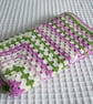 Crochet  Blanket   Granny Square  Pink Green and Cream - Image 4