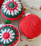 Crochet Christmas Baubles Set of 6- Red Green & Silver Grey - Tree Decorations - Image 4