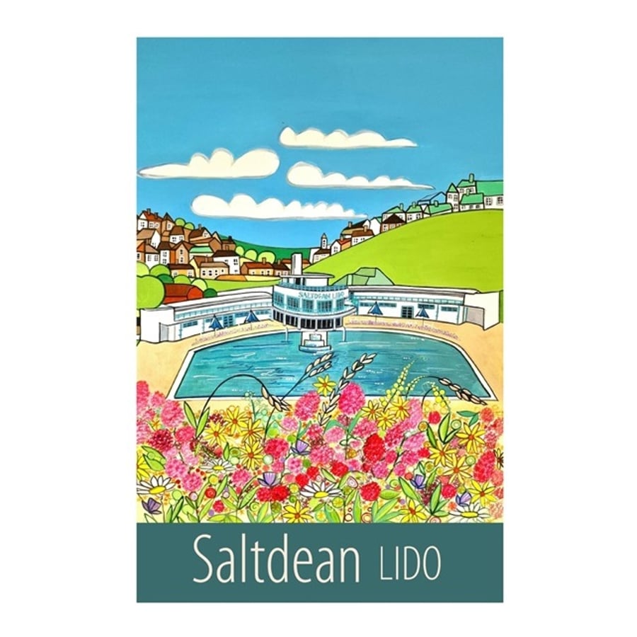 Saltdean Lido Brighton travel poster print by Susie West