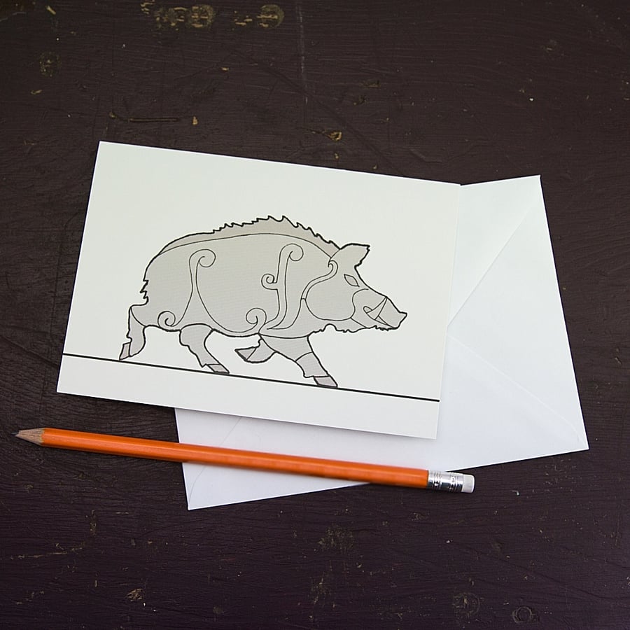 Pictish Wild Boar Greetings Card