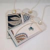 Gift Tags - Vintage silk and lace, with reclaimed curtain textiles - cream blue