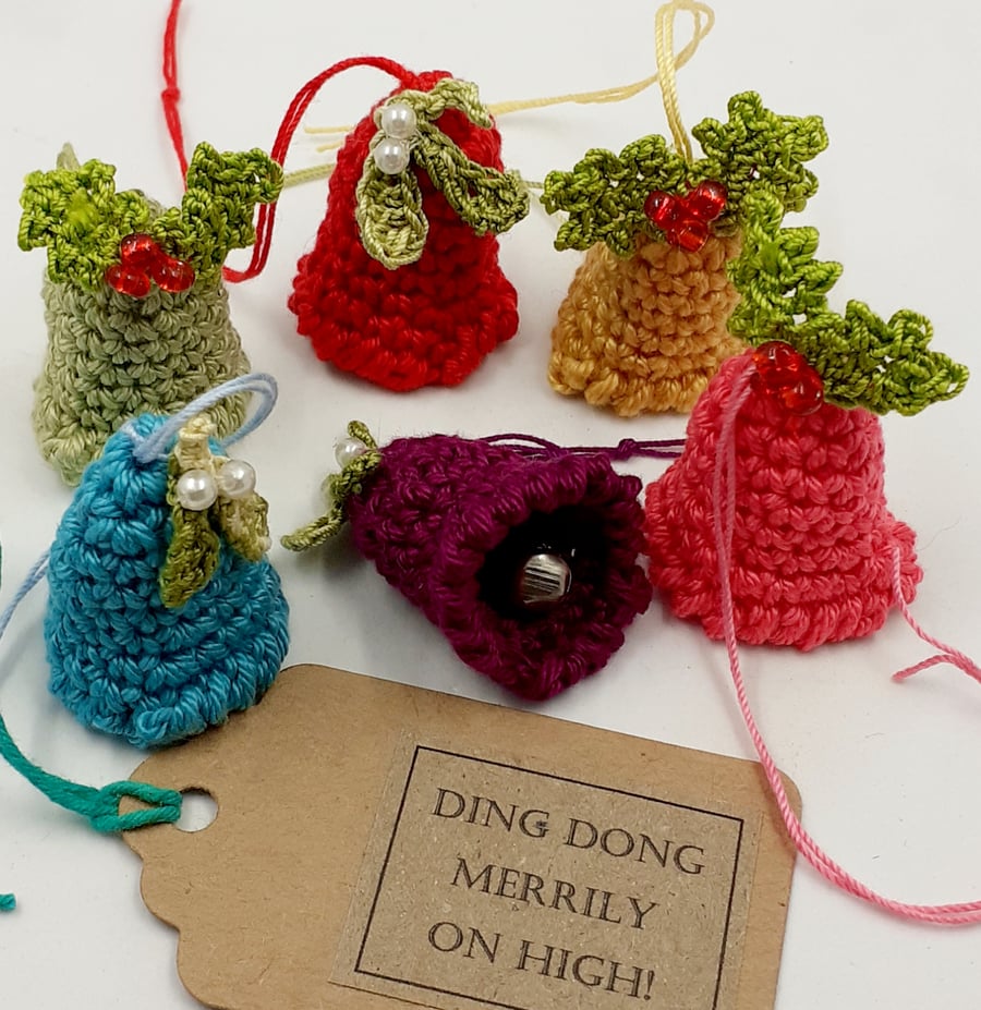 Six Crochet Mini Jingle Bells 