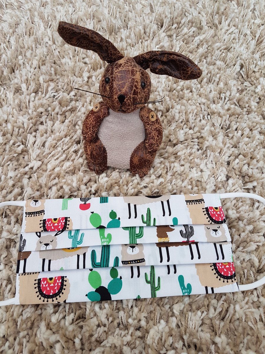 Adult face covering – Llama and cactus print