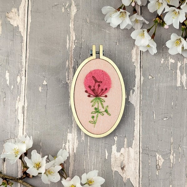 A Hand Embroidered Alium Brooch