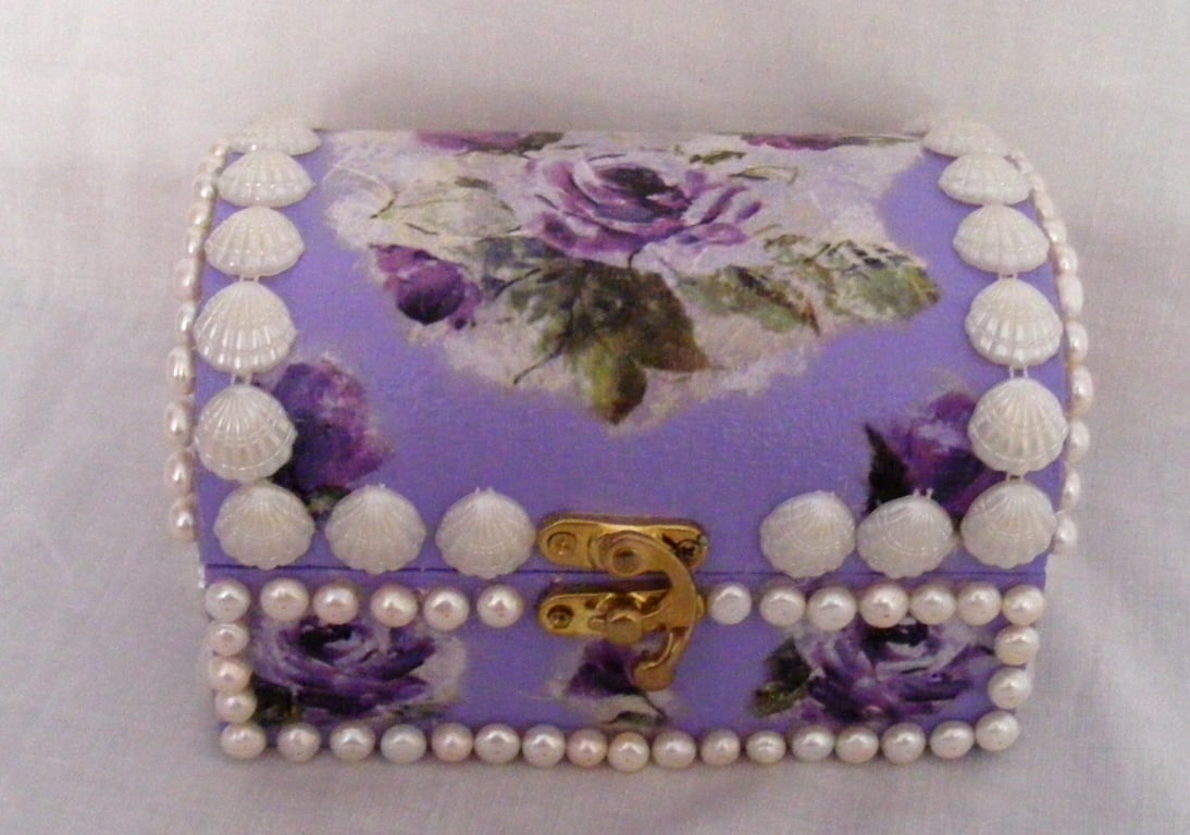 Handmade Lilac and White Jewellery box or Memory box.