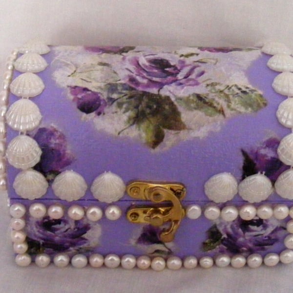 Handmade Lilac and White Jewellery box or Memory box.