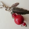 Red and Silver Feather Keyring  KCJKY912