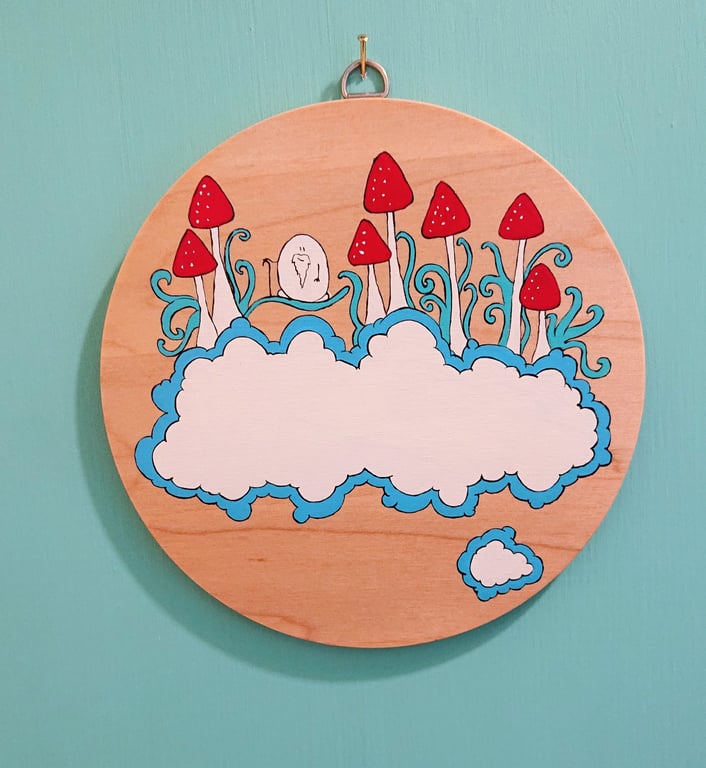 Wise Old Chep - One of a kind original painting on a wooden disc panel