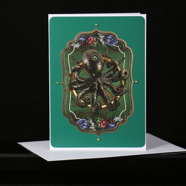 Octopus Steam Punk greeting card