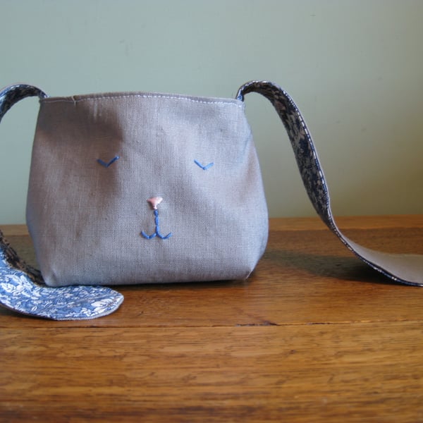 Linen bunny Easter fabric basket