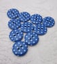 10 Small Dark Blue Polkadot Buttons - Image 1