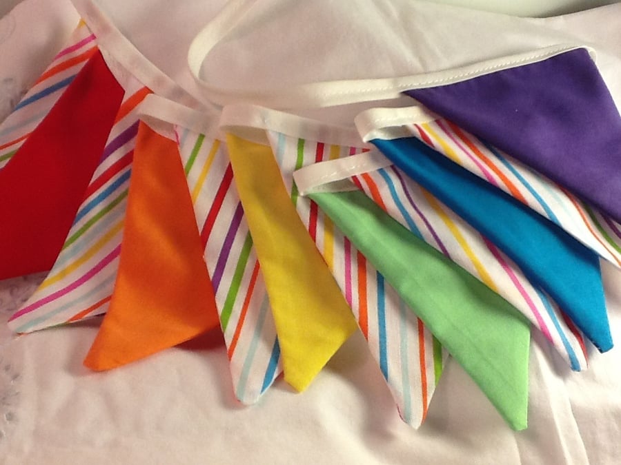 Circus bunting flags- Rainbow colours,12 small flags 
