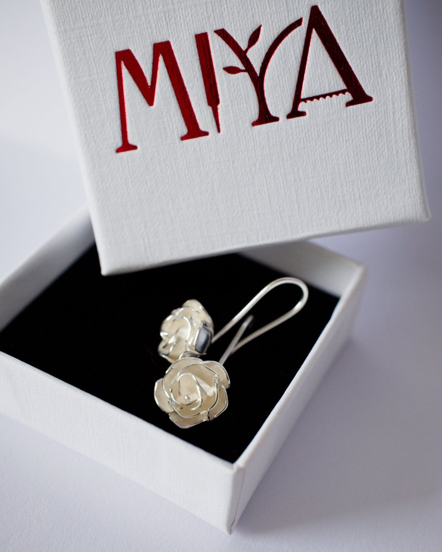 Sterling Silver Rose Earrings Handmade
