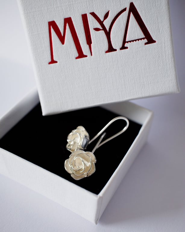 Sterling Silver Rose Earrings Handmade