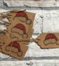 Christmas Santa Hat Gift Present Tags Handmade Set of 10