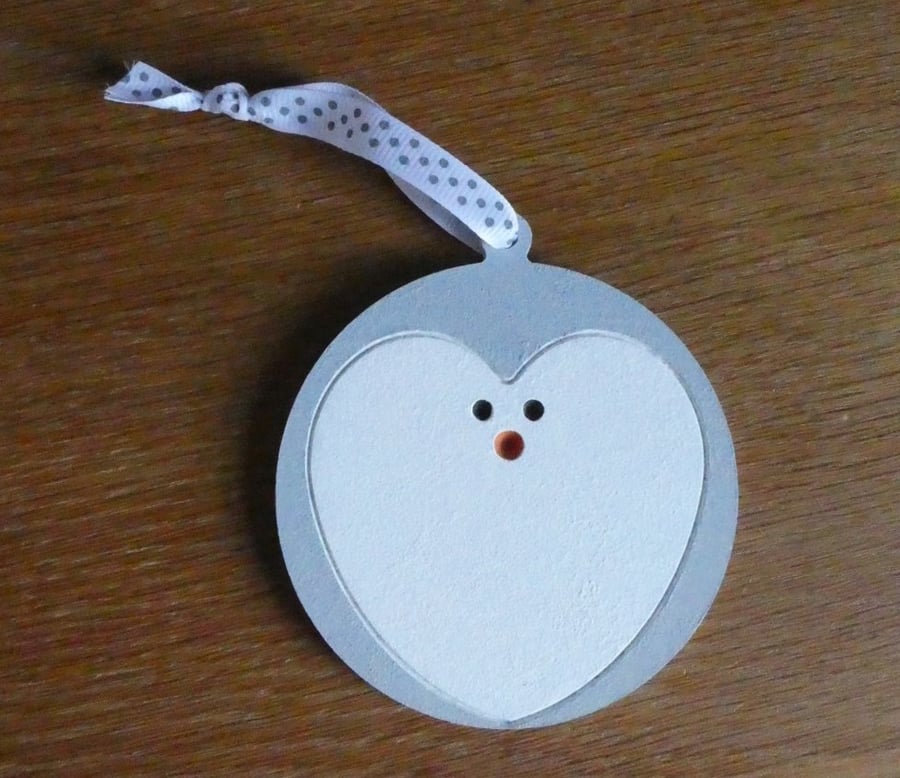 Sale - Penguin Bauble Style Decoration - Grey
