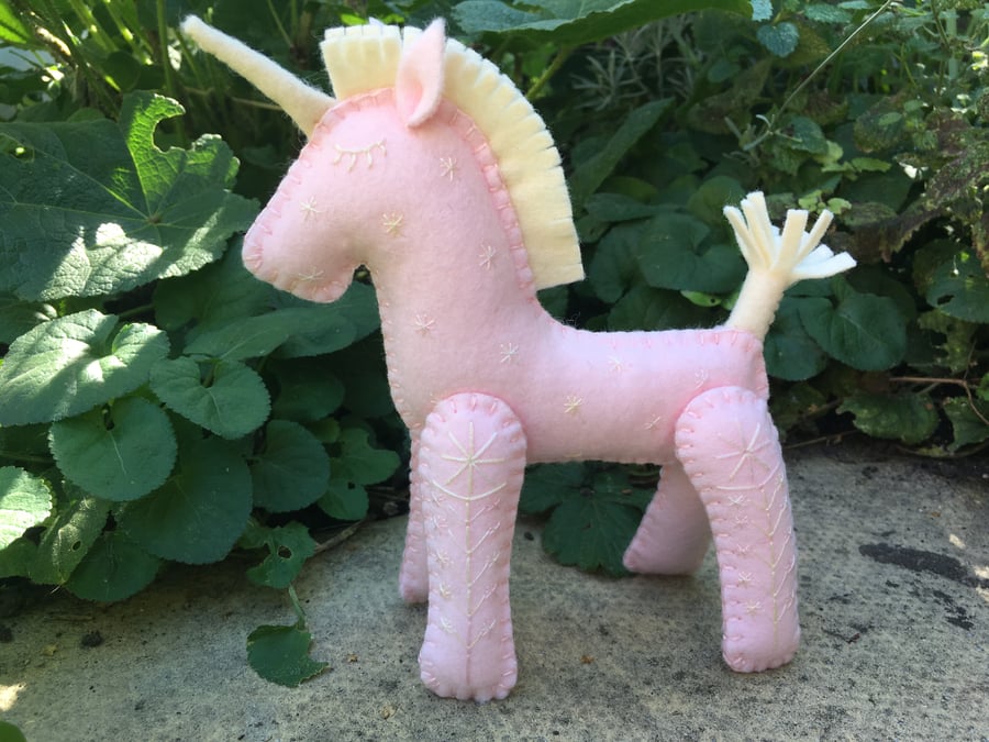 Pink Hand Embroidered Little Unicorn