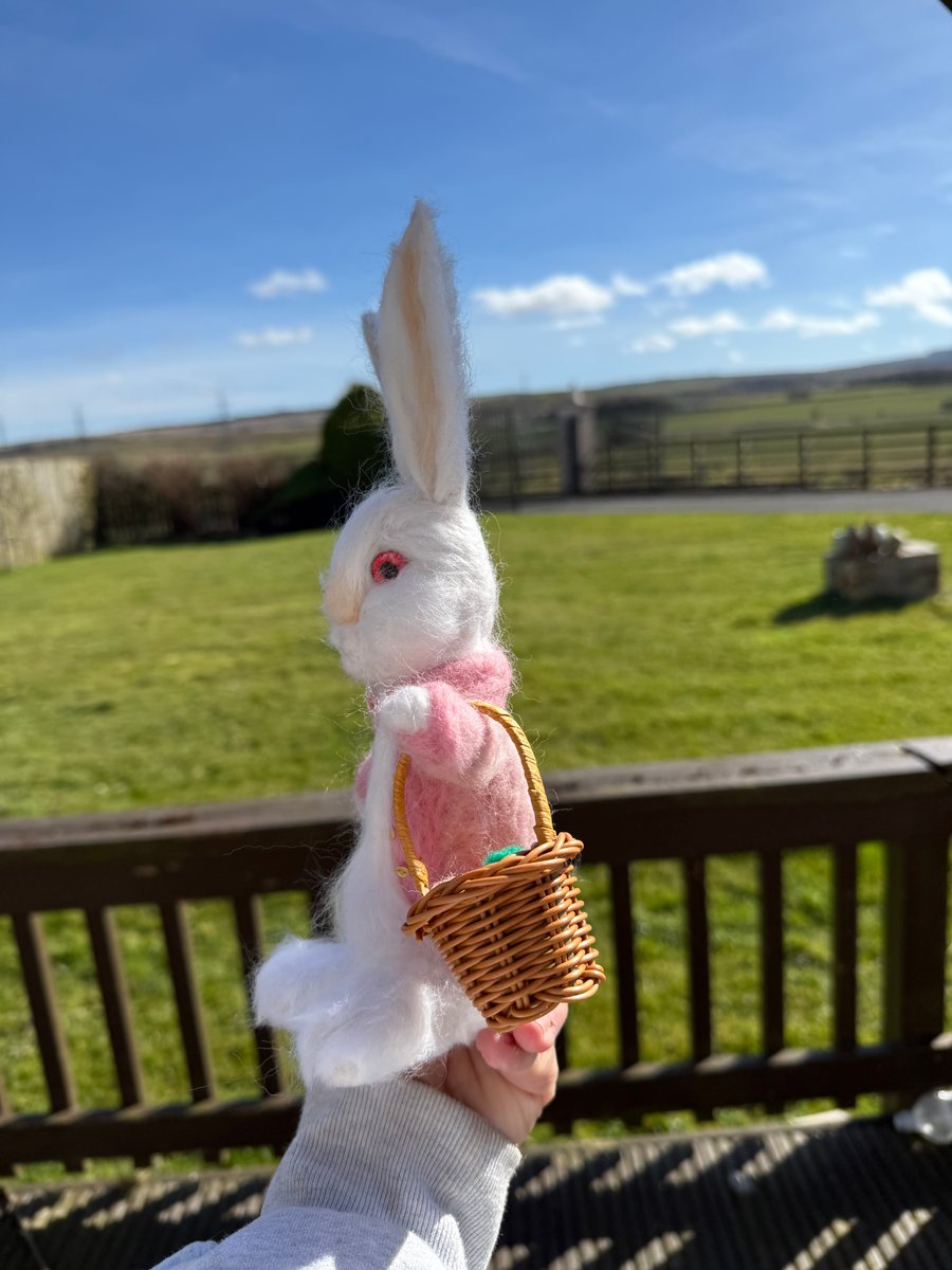 Cute needle felted Bunny with her little basket 