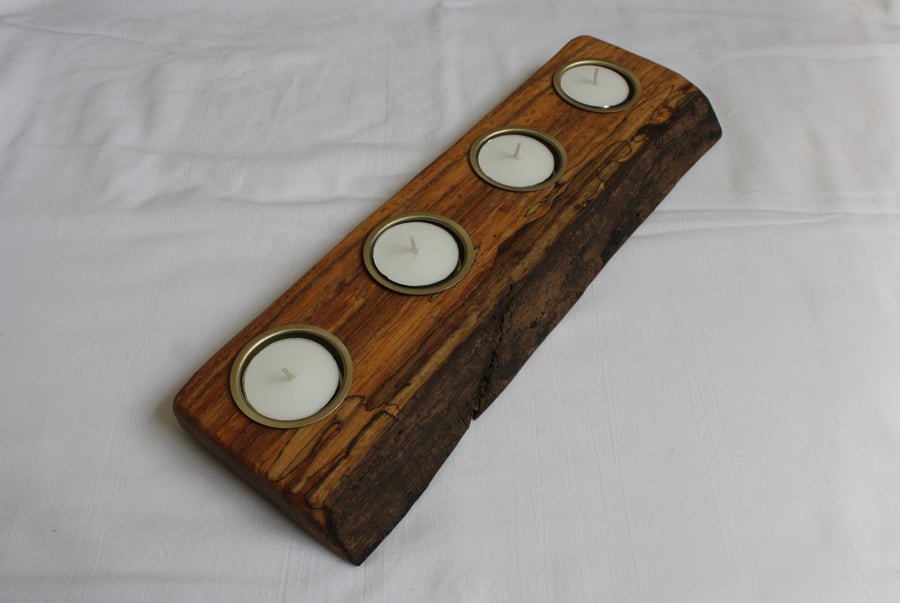 Rustic Wooden Elm Tea Light Candle Holder