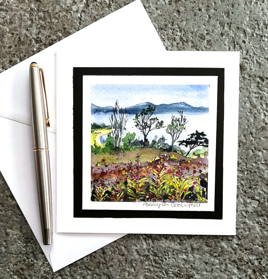 Towards Arran.  Hand Painted Greetings Card. Blank For Your Own Message.
