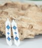 Hand-stitched White & Blue Beaded Earrings – Sterling Silver Ear Wires