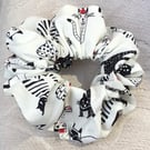 Cat themed feline cotton fabric Scrunchie 