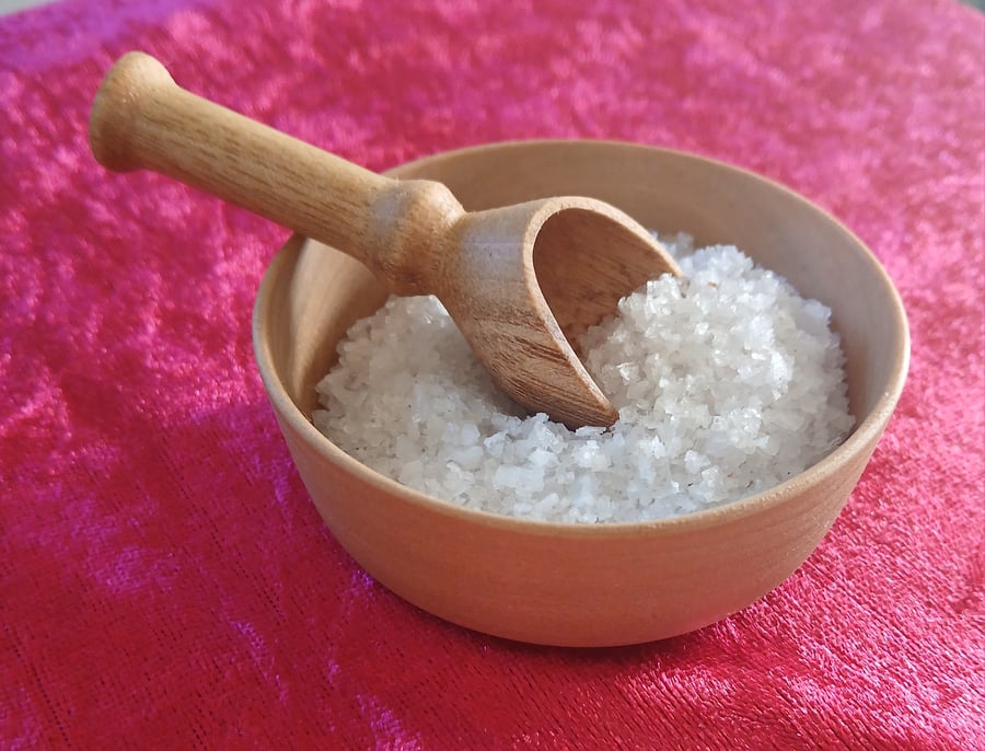 Salt Scoop and bowl, hand turned in Idigbo wood.