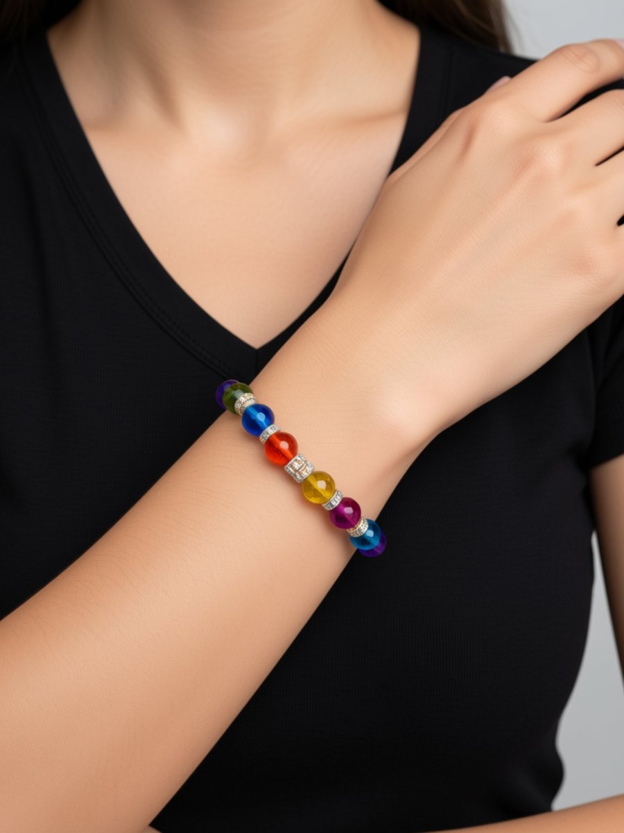 Beaded bracelet rainbow colors 