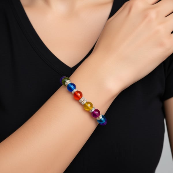 Beaded bracelet rainbow colors 
