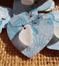 Sea Glass HBird Magnet - Blue Wooden Heart Fridge Magnet, Gift Idea